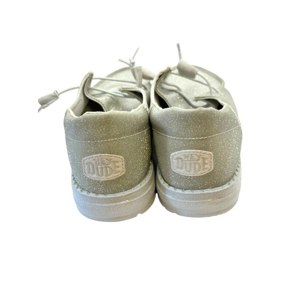 Hey Dude Wendy Women’s Loafers Size 9 White Sparkle Slip-On Casual Comfort
